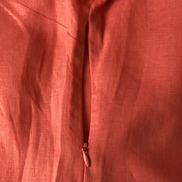 Boden Top Womens 6 Peach Coral  100% Linen 3/4 Sleeves Embellished Neckline - Picture 8 of 8